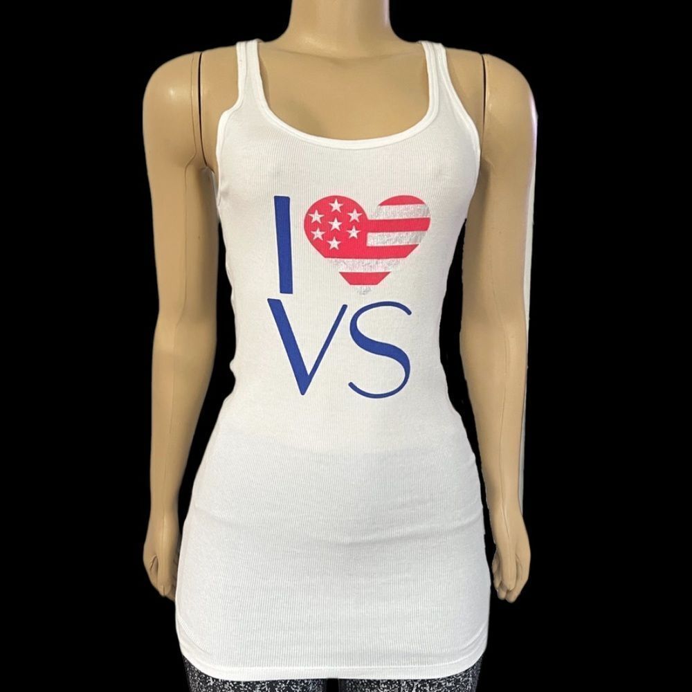 Victorias Secret Vintage I love VS print Ribbed tank top white Large